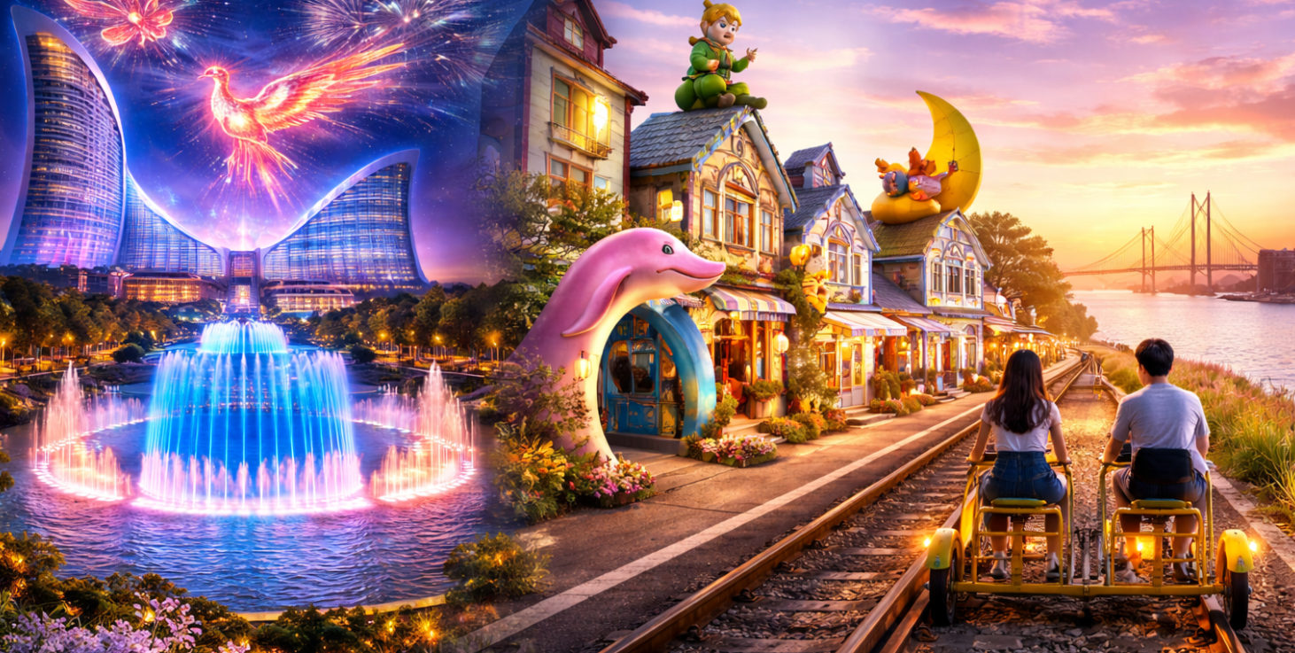 高雄機場／仁川-INSPIRE 大型LED秀-永宗島鐵軌腳踏車-松月洞童話村