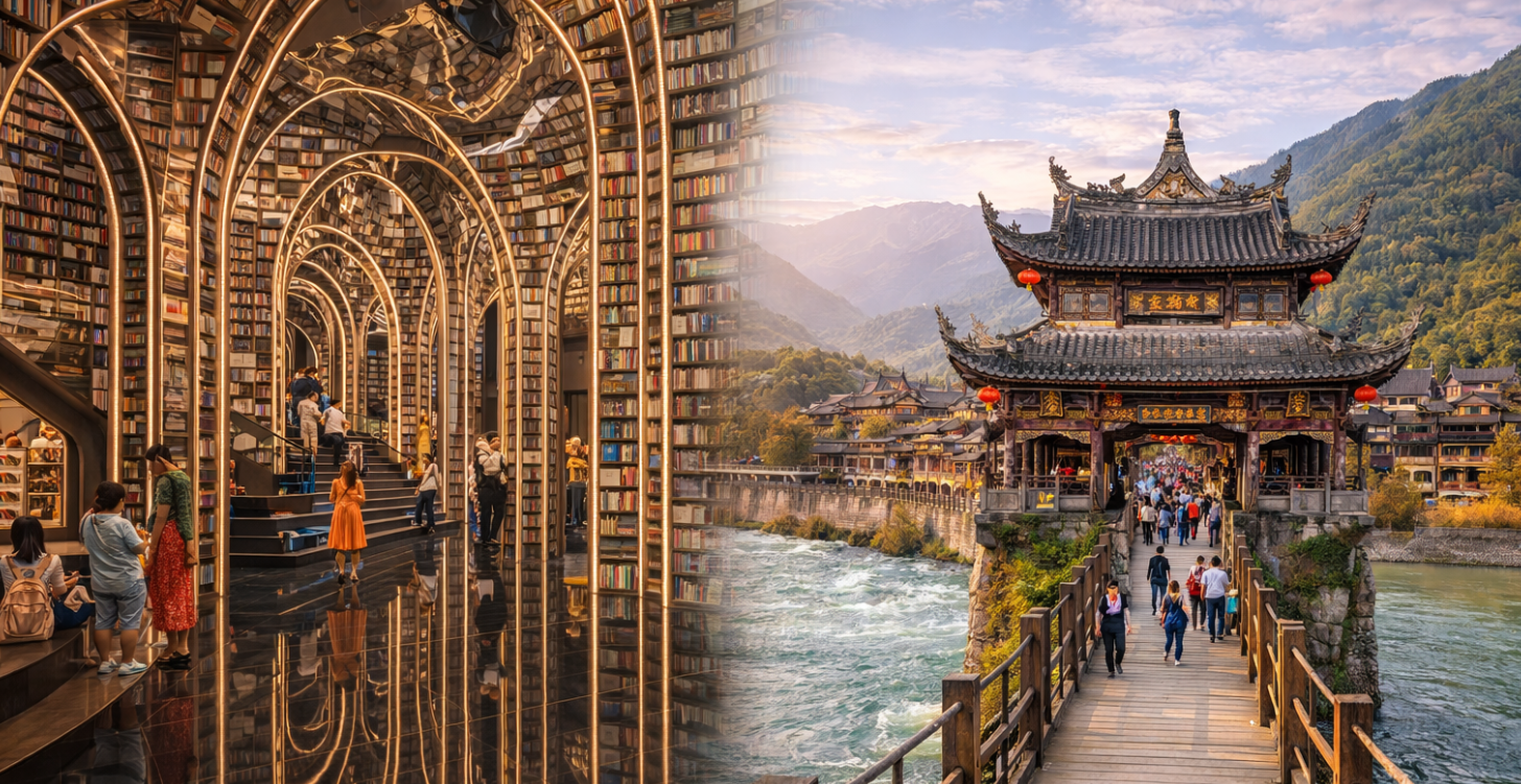 成都 2.5H仰天窩-網紅都江堰鐘書閣、都江堰（都江堰水利工程 (含電瓶車)） 1H黃龍溪古鎮 2H峨嵋山