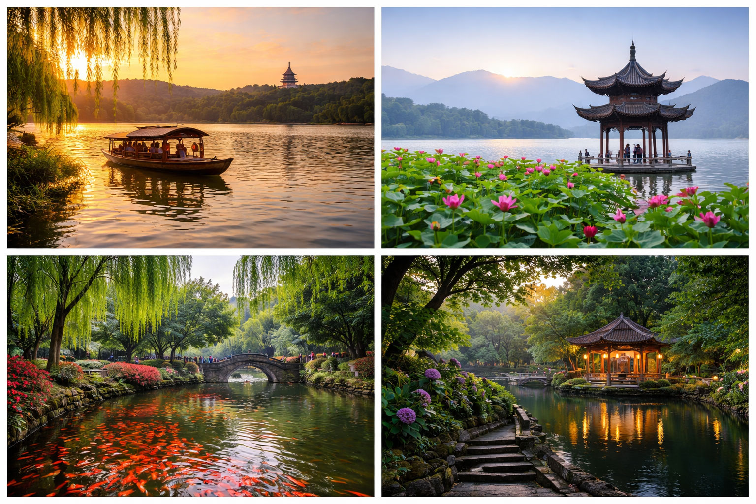 蘇州【獅子林】約2.5H--杭州【船遊西湖、花港觀魚、曲院 風荷、西湖秘境~浴浩灣】